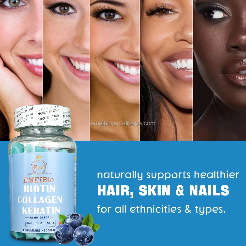 Best Sale Hair Growth Nail Care 3000Mg Biotin Collagen Gummy Keratin Support Beauty Health Repair Skin Gummies