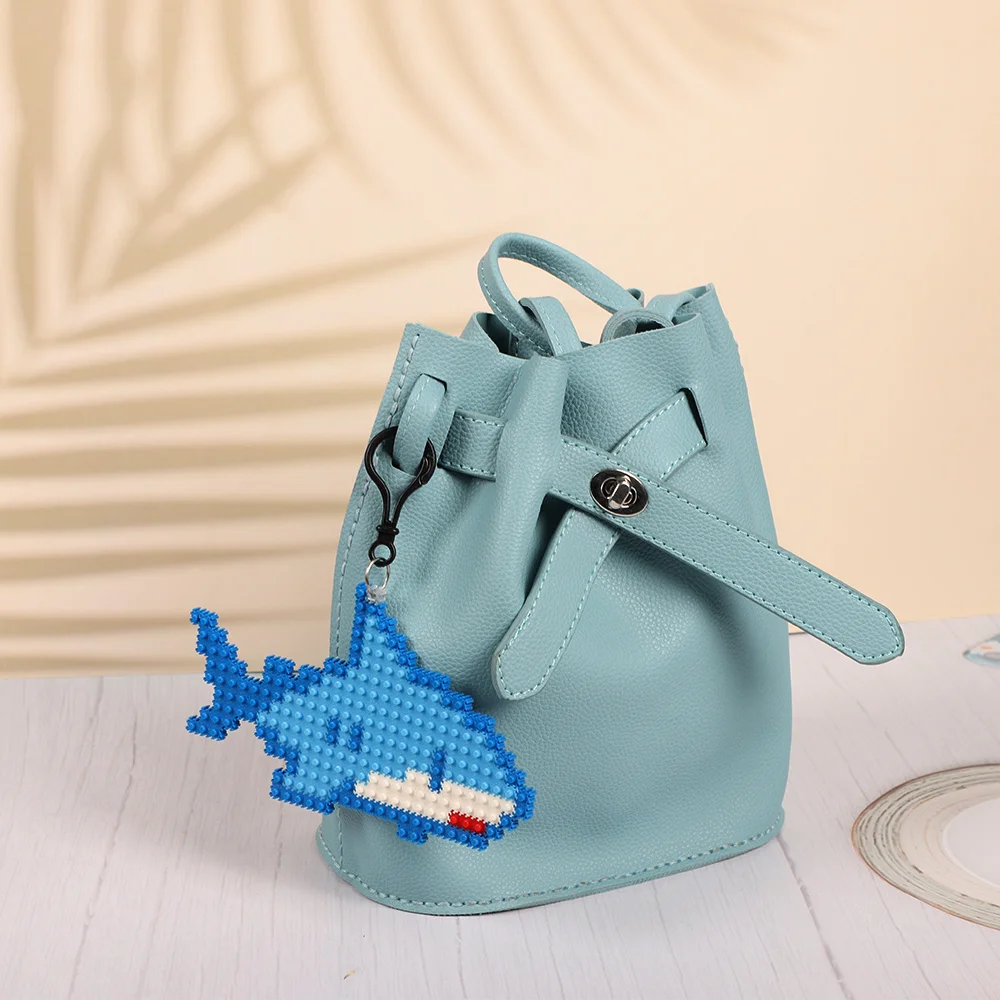 DIY Handmade shark building blocks Kit Kids Science Education toys Beginner  family game Puzzles Keychain