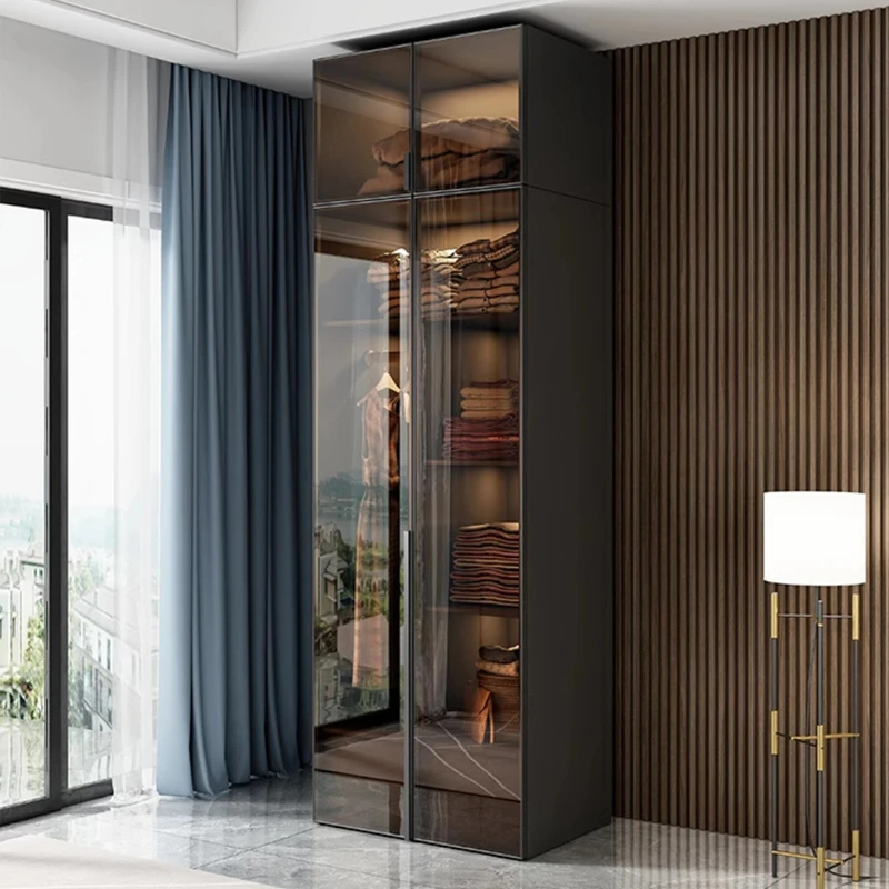 Contemporary Minimalist Glass Wardrobe: Elegant Italian Design for Your Bedroom