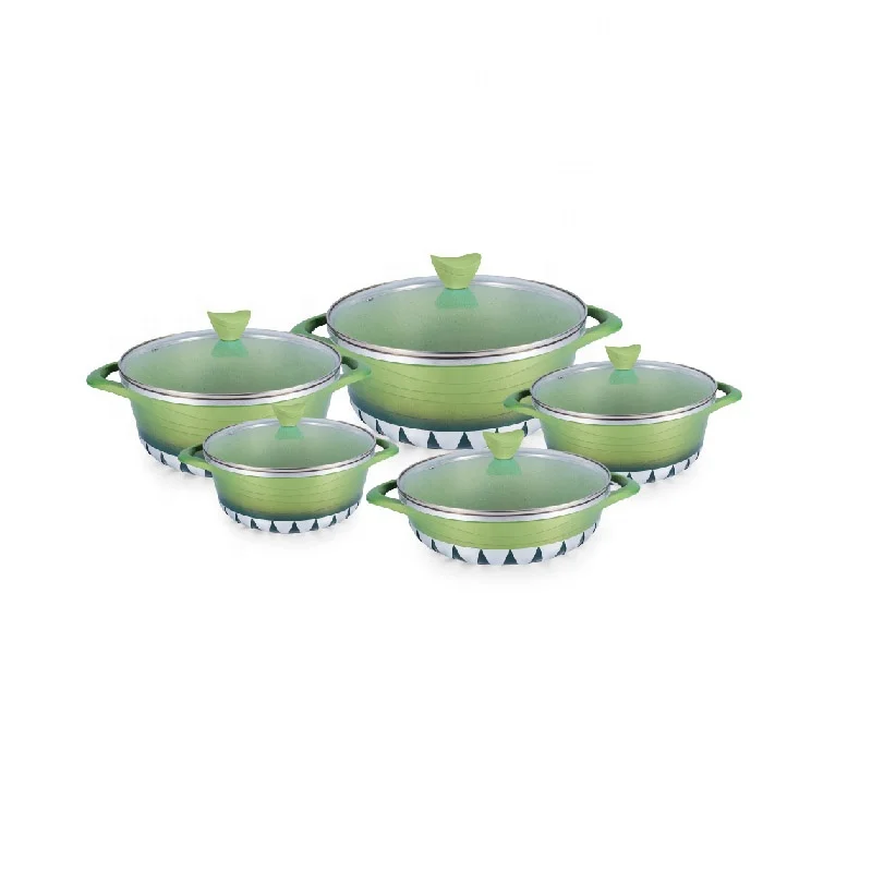 Aluminum Die Casting Non Stick Cookware Clay Pots Set For Cooking Cookware