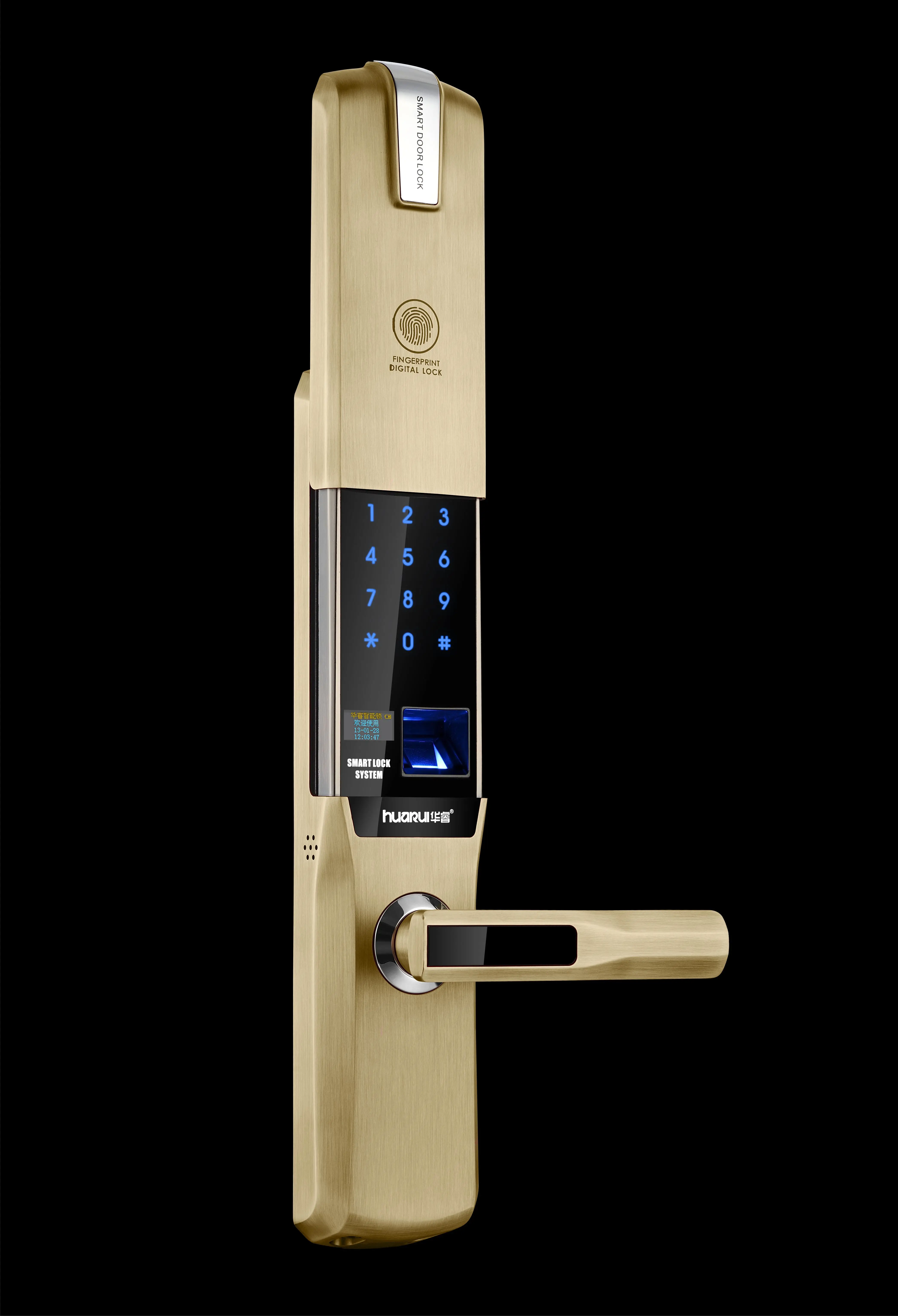Huaruilock Intelligent keyless Fingerprint Recognition Door Lock Intelligent Electronic Card Wooden Door Lock