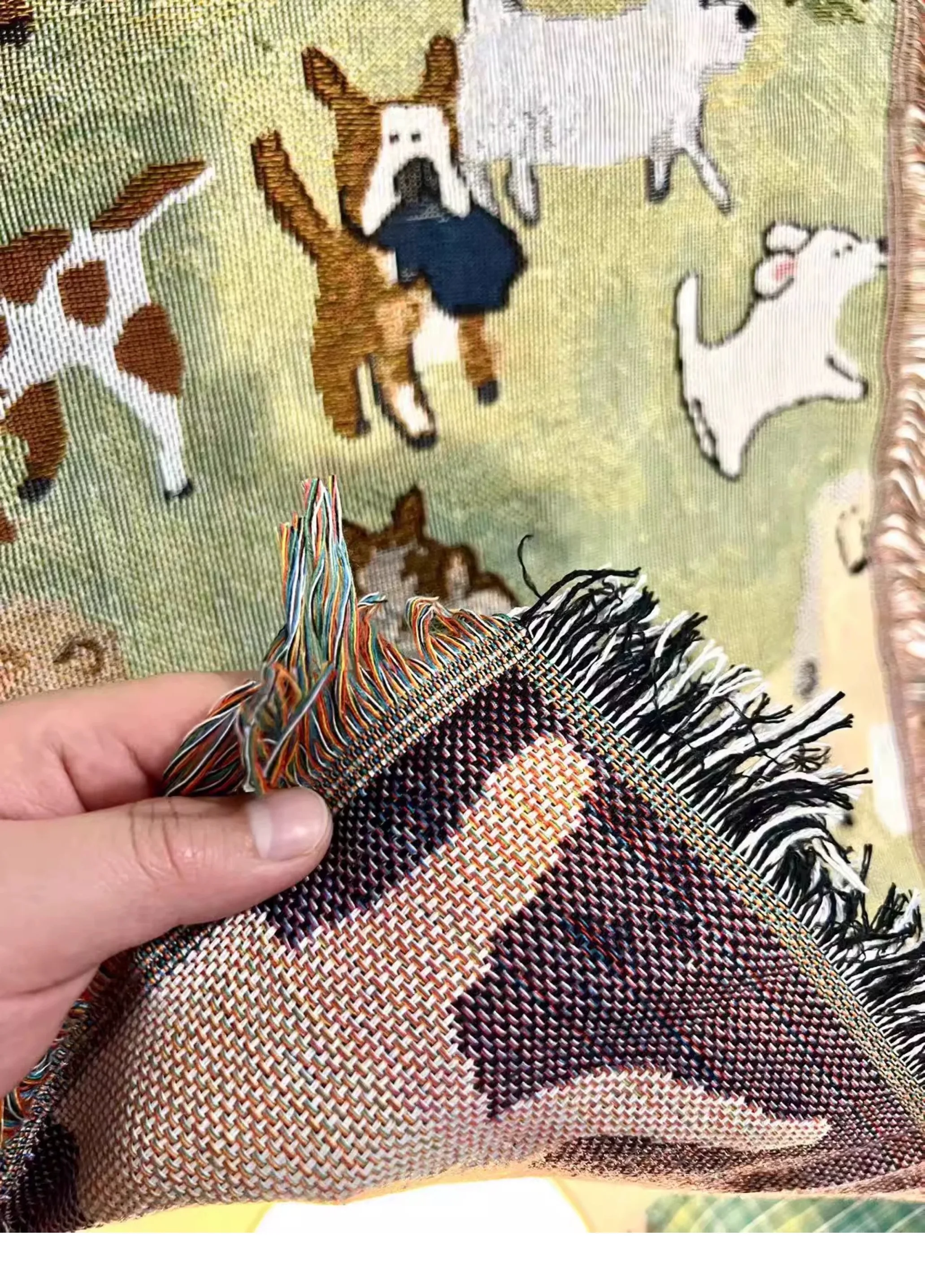 New Design Custom Jacquard Tapestry Design Pattern Woven Bohemian Cotton Polyester Blend Throw Blanket With Logo