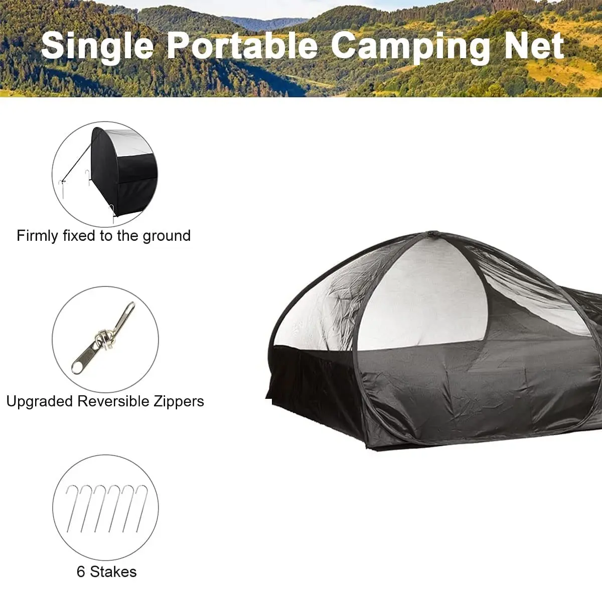 Single Person Pop up Beach Tent with Mosquito Net for Outdoor Activities