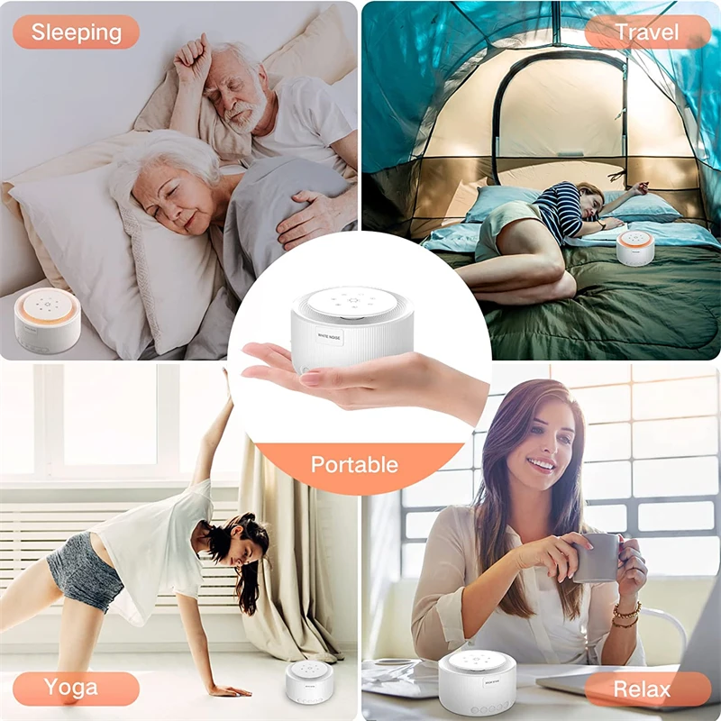 CS5  Sleeping Aid Device With Night Light Soothing Sound Machine Timing Natural Voice loud speaker White Noise Machine