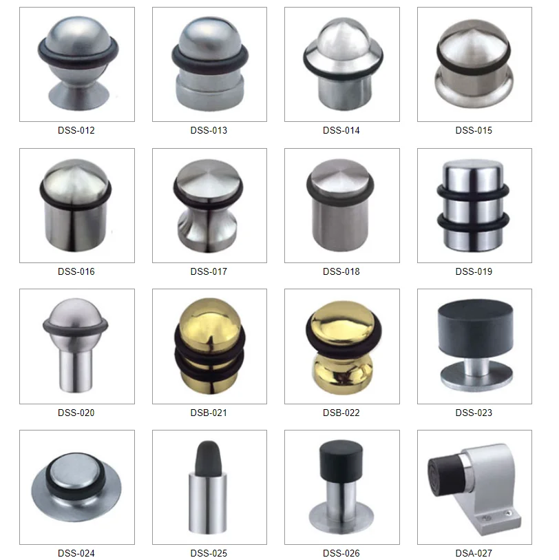 Stainless Steel 304 Rubber Floor Mounted Glass Door Shower Silver Door Stopper