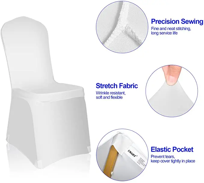 Wholesale White Black Washable Polyester Spandex Stretch Wedding Decoration Party Banquet Chair Cover For Events Living Room