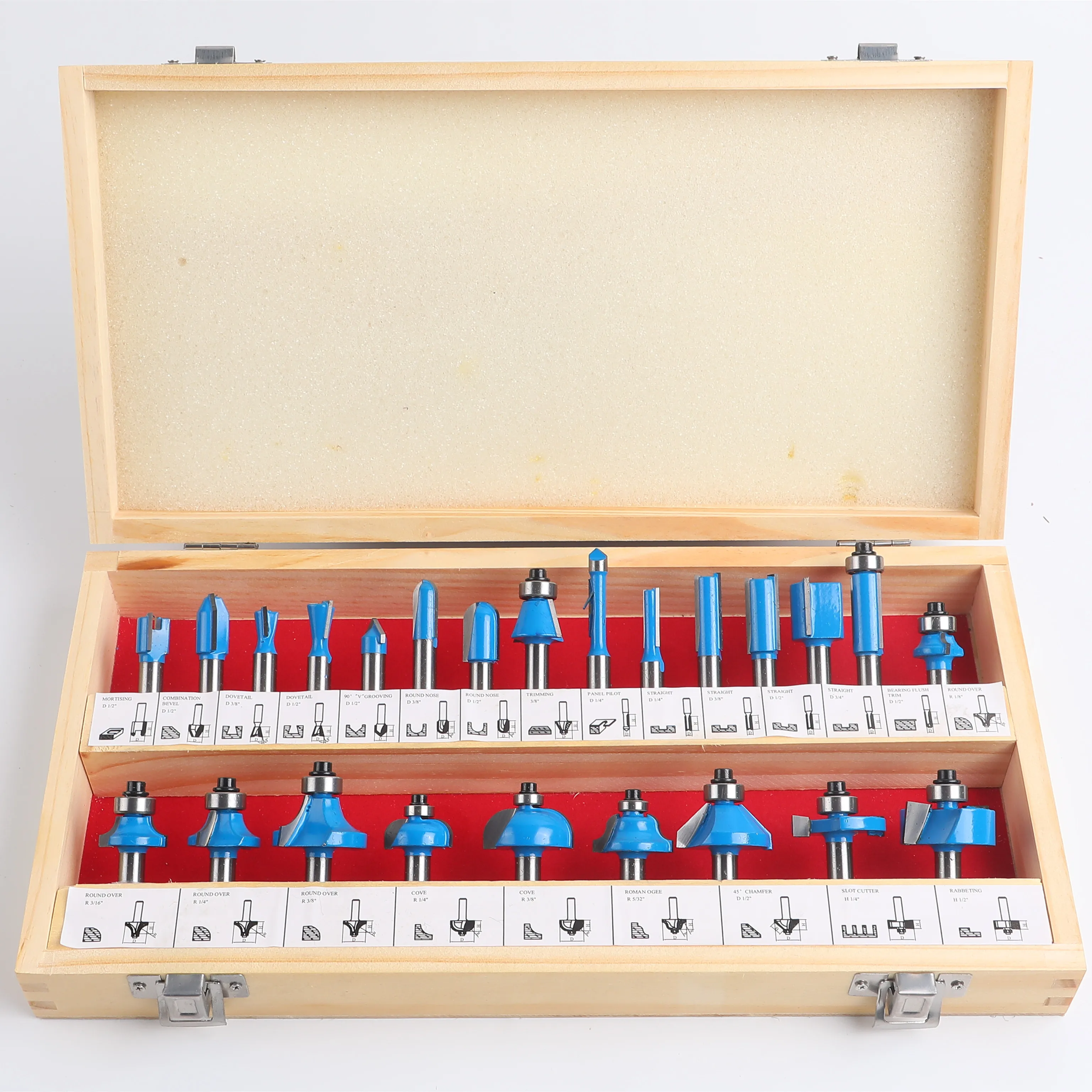 24pcs 1/2 1/4 8mm Shank Tungsten Carbide Router Bit Set for Wood Aluminum Case  orWoodworking DIY Milling Cutter Wood Tools