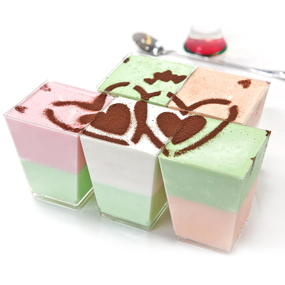 Cake Mousse Dessert Cup Disposable 160ml Mini Plastic Ice Cream Dessert Cups Popular Square Acrylic Dessert Cup Wholesale