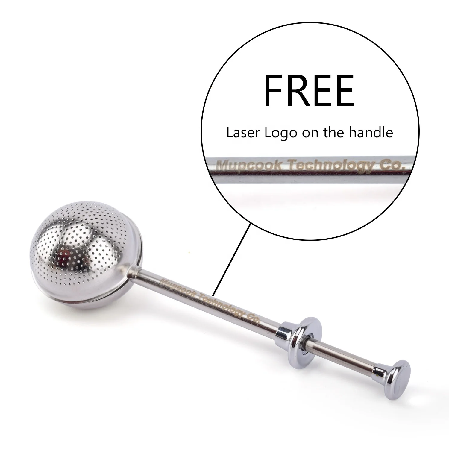 Top Quality Multi Color Ball Shape Spoon Tea Infuser With Pushing Handle