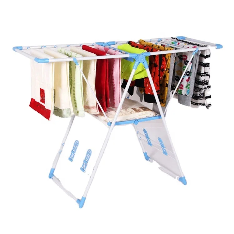 Wholesales Laundry Drying Rack Washing Line Dry Rail Rack Clothes Airer with Wings Foldable Holders