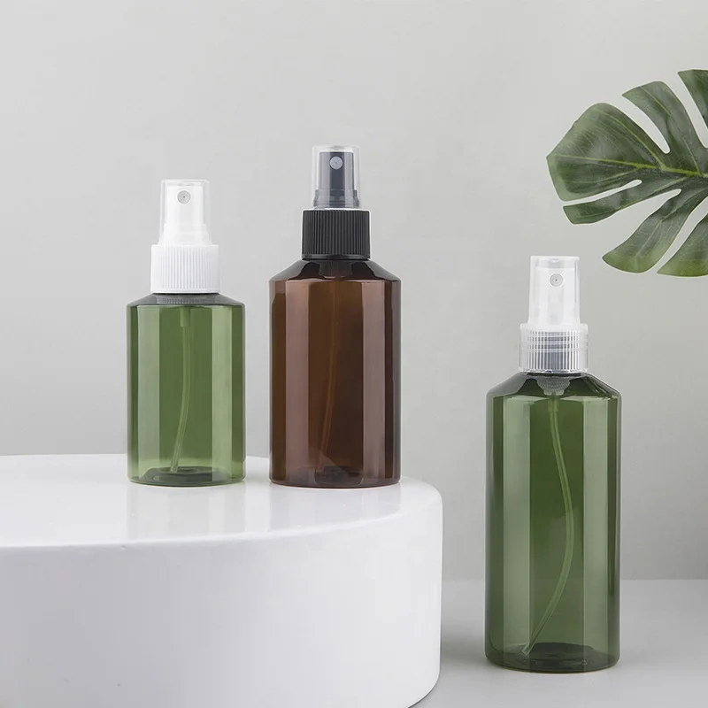 Wholesale 50ml 100ml 150ml 500ml Profiled Oblique shoulder Spray Bottle Dark green Perfume PET bottle