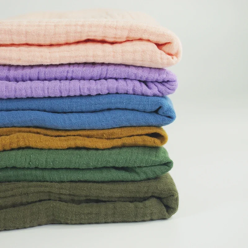 Wholesale Solid 6 layer gauze blanket muslin silk fabric wholesale cotton crepe muslin fabric for garment