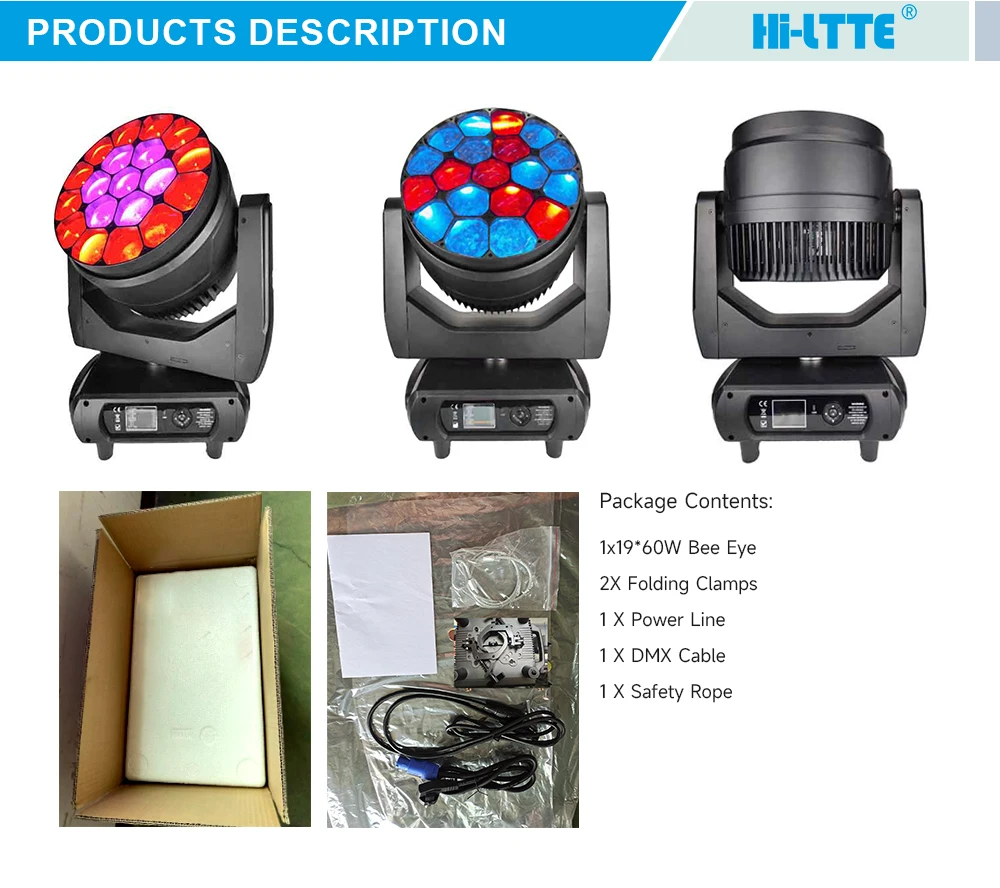 Led RGBW 19*60W 4in1 moving head DMX light night club DJ Stage bee eye moving head 19*60w led wash light
