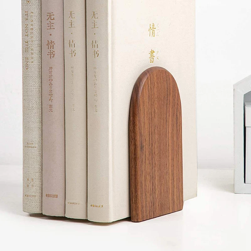 Wholesale L Shape Wood Bookends Portable Book Holder Stand Wooden Bookend