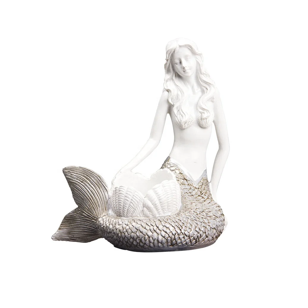 Resin Crafts Beach Coastal Cottage Decor Accent Shelf Sitter Fancy Mermaid Figurine