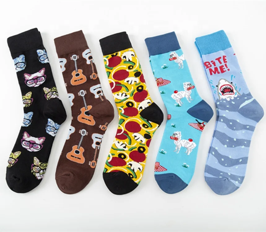 Colorful guitar socks casual cotton socks street trend crew socks wholesale