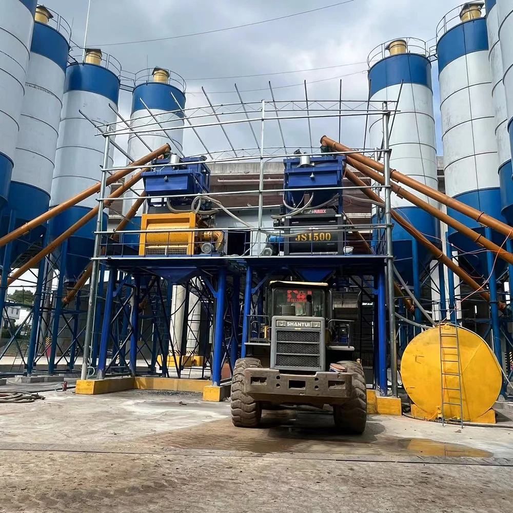 Hzs90 Electric Belt Conveyor Feeding Small Fixed New Production Line Cement Mixer Plant Beton Ready Mix Concrete Batching Plant