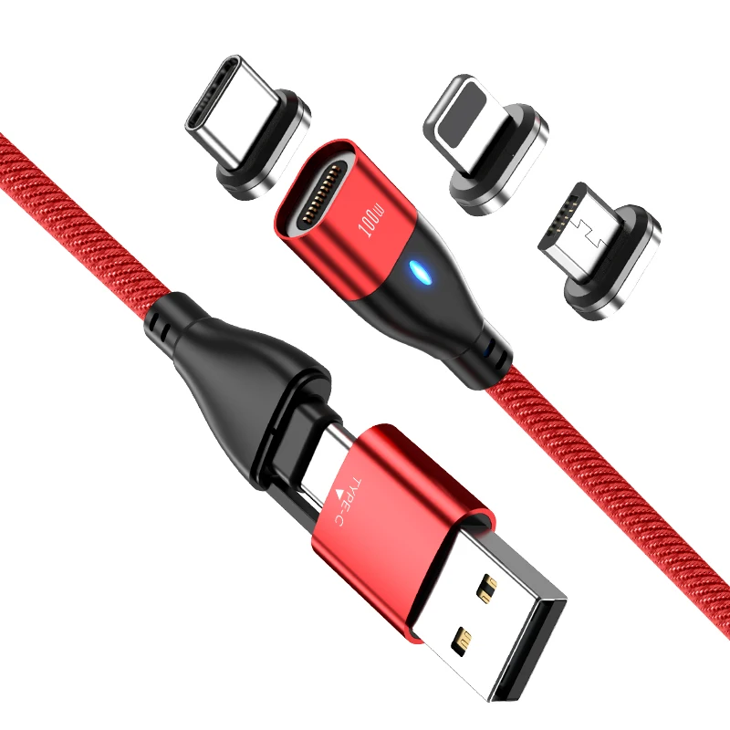 Magnet USB data cable 6 in 1 PD100W super quick charging cable for all mobile phones USB a+c plug charger adapter