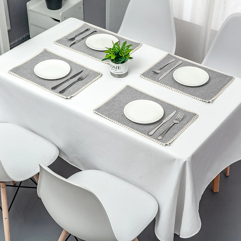 Tablecloth Stain Resistant and Wrinkle White Tablecloth Polyester Table Cover  For Dining Table Buffet Parties