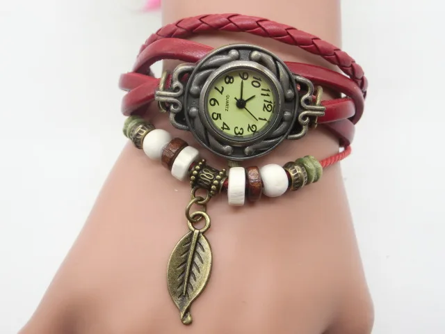 Fashion bracelet watch female students children leaf pendant quartz watch manufacturer wholesale restoring ancient ways