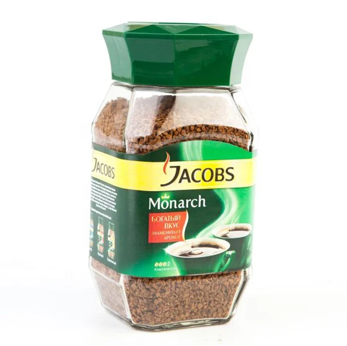 
 Быстросохнущий кофе Премиум-Качества, упакован в стеклянную баночку, объем: 95 г, смесь глубоко жареных бобов, АРАБИКА И РОБУСТА  