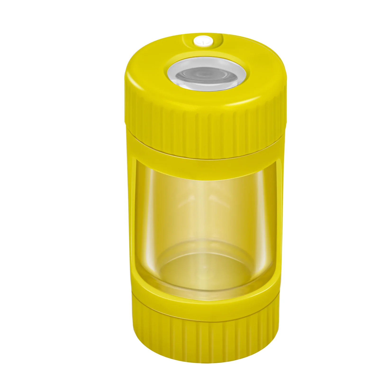 Hot Selling Smell Proof Glass Container Bottle LED Airtight Storage Magnifying Glowing Jar with herb grinder