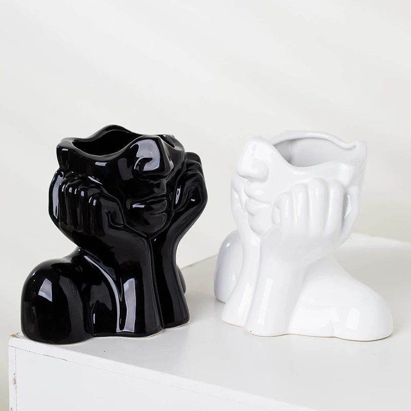 Yuanwang Modern Style Electroplate Ceramic Flower Vase Decor Bud Vases In Bulk Decorative Maison Face vase