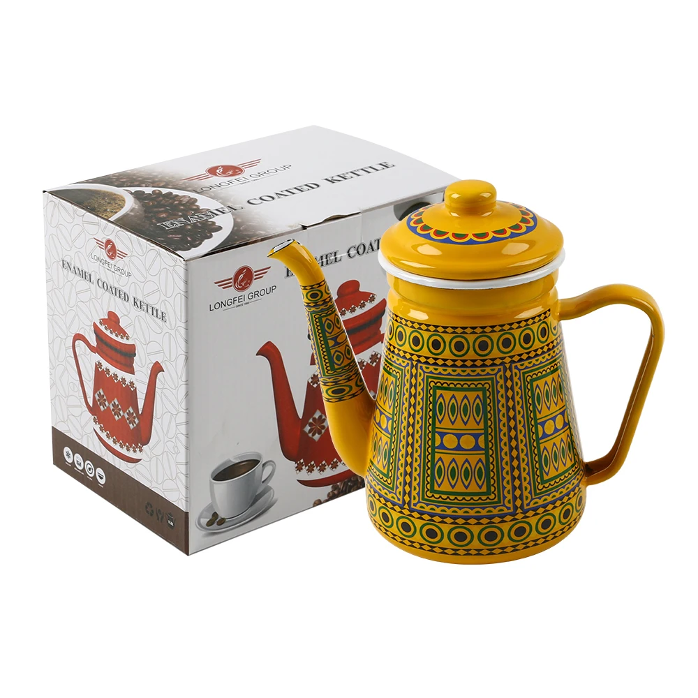 1.2L/1.5L unique designs Best seller Saudi Arabia tea pot coffee kettle camping enamel for high