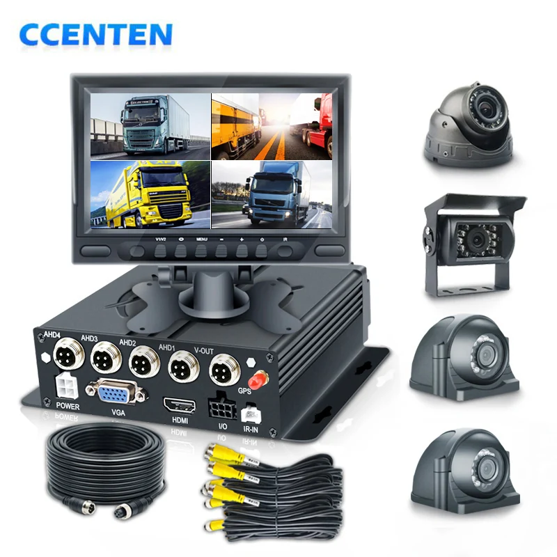 CCENTEN 4Channel Sd Card Car Camera Mobile DVR CCTV Car Dvr Safe Driving Assistance System Heavy Vehicle