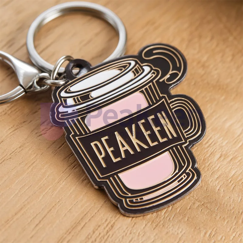 Wholesales Custom Hard Soft Enamel Metal Logo Luxury Brand Mini Coffee Bean Cup Liver Keychain