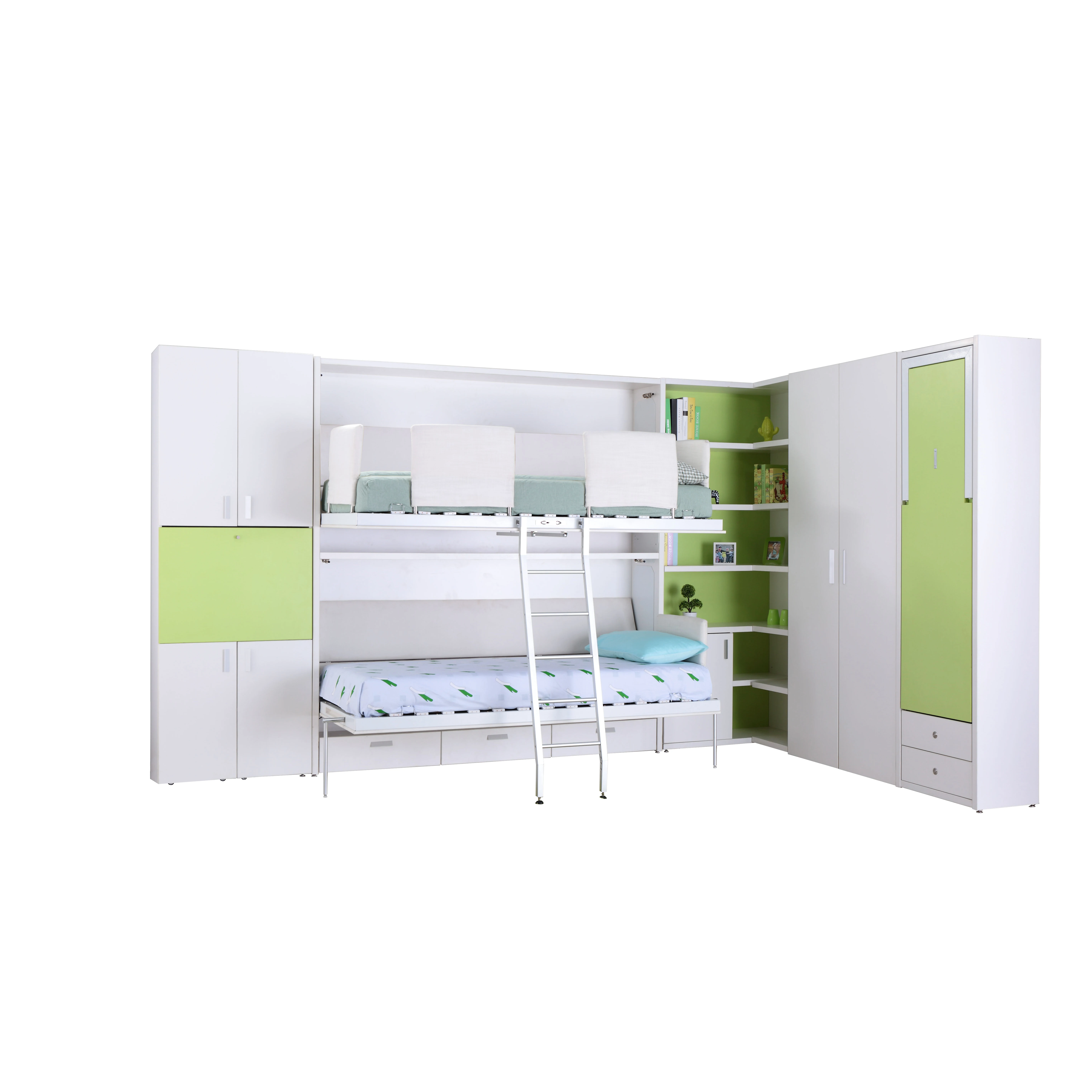 Hidden Bunk Bed Gas Spring Patented Mechanism System Invisible Wall Bed with Storage Drawers