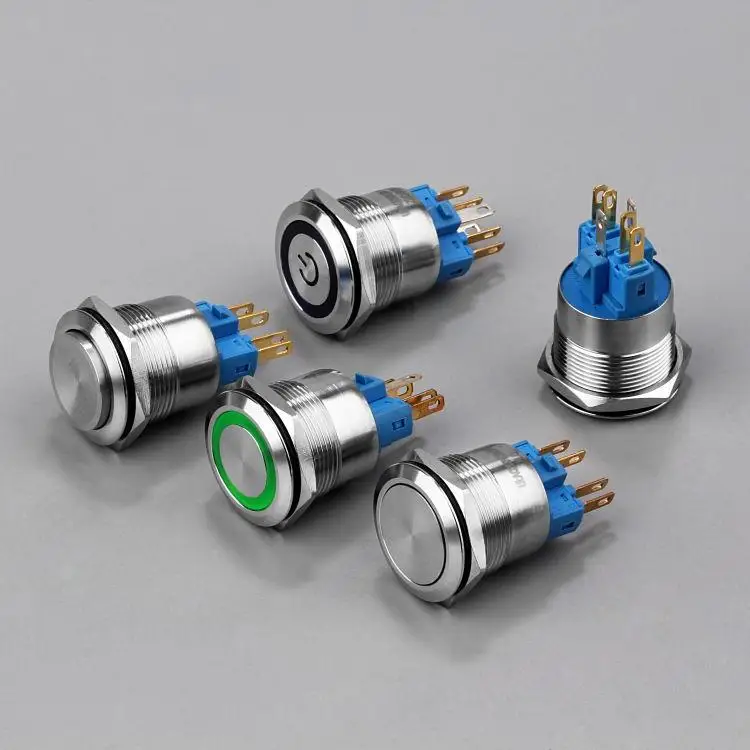 22mm LED ring lighting locking button anti damage metal button switch IP65