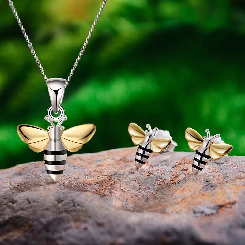 Lotus Fun Delicate design Handmade fine silver bee pendant