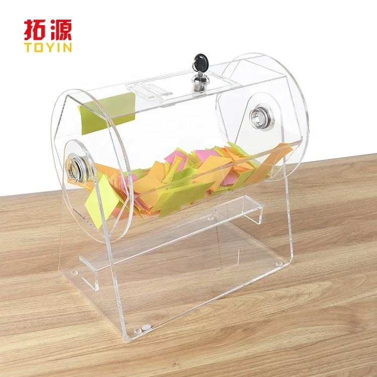 TOYIN Wholesale Acrylic Raffle Drum Clear Raffle Ticket Drum Spinner Cage Acrylic Raffle Box Ticket Box