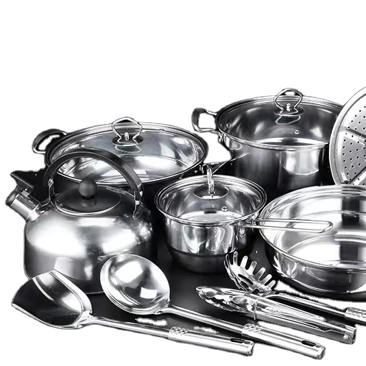 Made in China kitchenware Stainless steel pan and pan 14 piece cooking pot customized wholesale 18/10 kitchen Amazon
