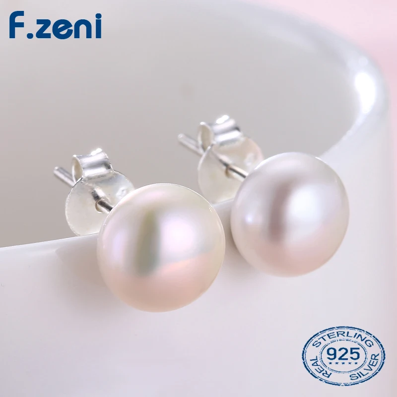 free shipping 7mm 8mm 925 sterling silver earring white yellow pearl freshwater ladies women jewelry ear studs pearl earrings