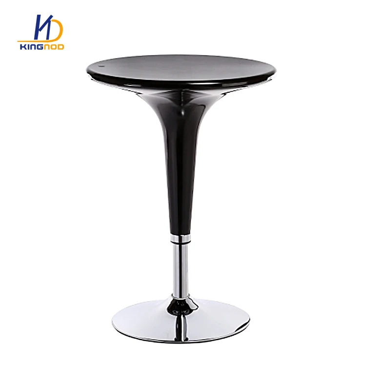 China Best Price Home Club Ajustable Bar Smooth Chromed Base Small Round Plastic Top Bar Table For 2 Seats