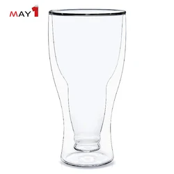 Hot sale Different Size Upside Down Beer Bottle Shape Double Wall Glass Cup for Beer Water Wine Cocktail Vodka