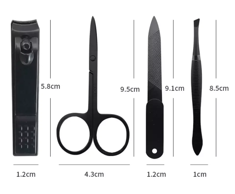 Factory Customized 4pcs Colorful Leather Case Stainless Steel Finger Toe Cutter Nail Clippers Set