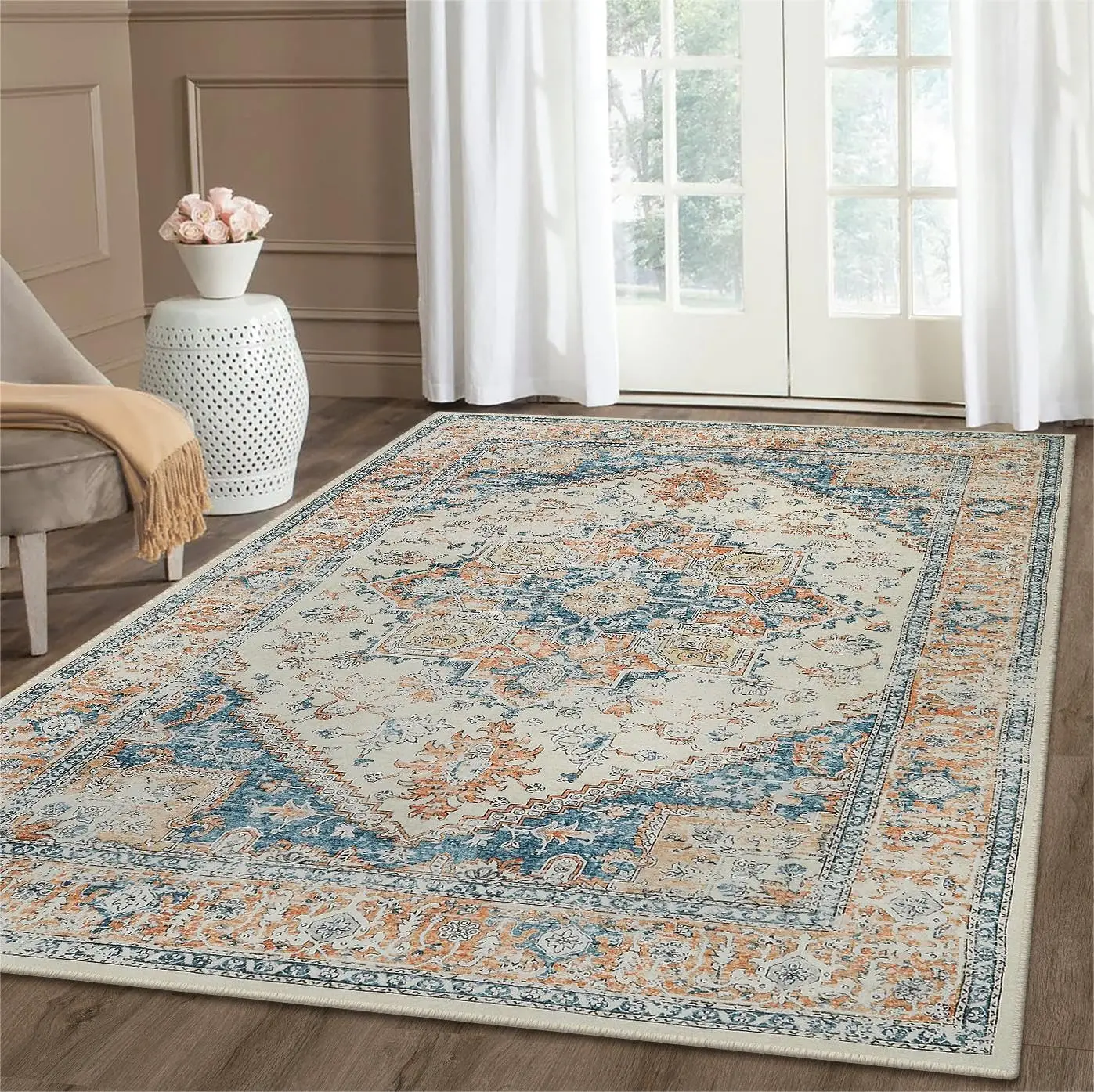 Вьетнамские фабричные коврики с принтом из синели для гостиной, моющиеся коврики в стиле ретро, большой площади