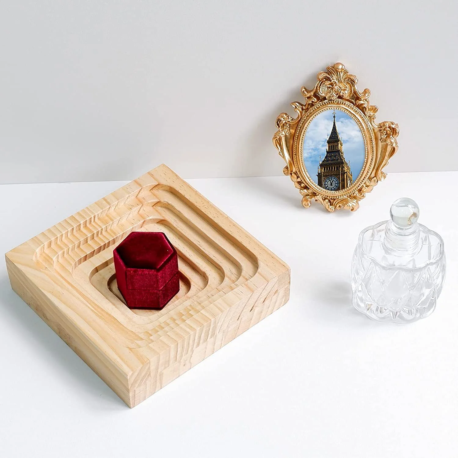 customized wooden candle holder home Decorative desktop perfume organizer scented candle holder bathroom use