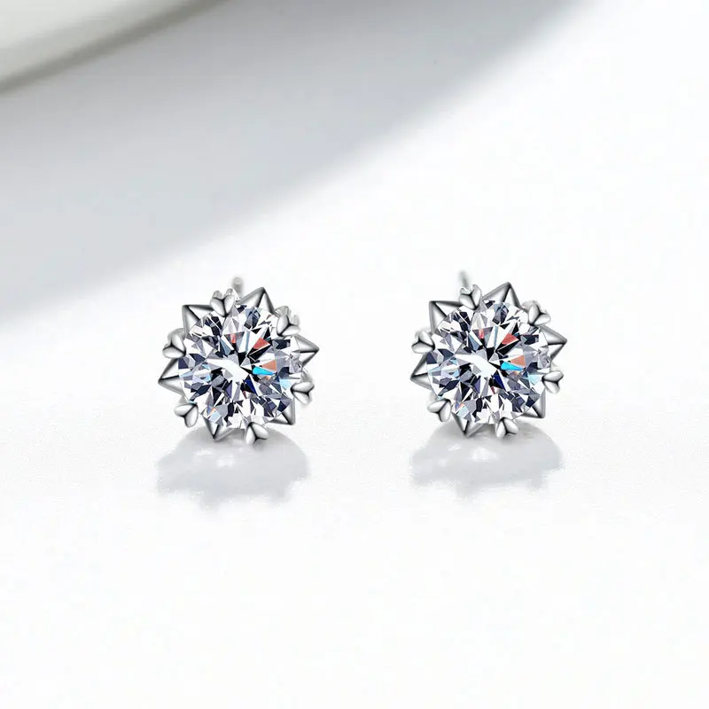 XIXI Wholesale 925 Sterling Silver Stud Earring Classic D Color Moissanite Zircon Fancy Earrings for Women