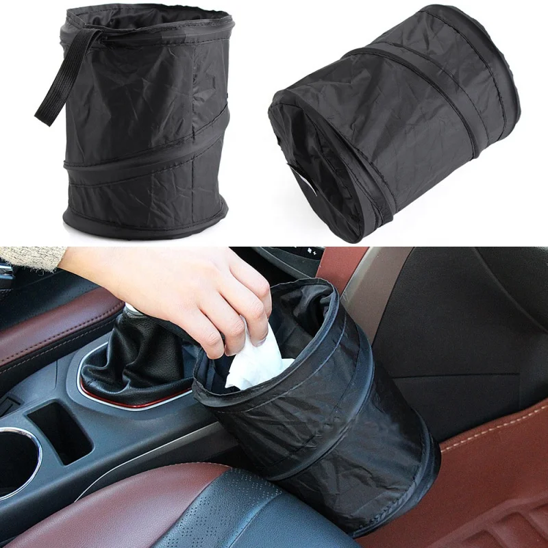 Custom logo Oxford Foldable Mini Portable Car Hanging Garbage Bag Trash Can