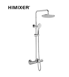 HIMIXER hot sell chrome thermostatic faucet shower mixer faucet double handle  brass bathroom rainfall bath & shower faucet set