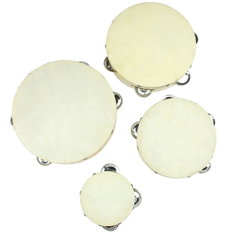 Hot Selling Promotional Good Quality Multi Size Sheepskin Wooden Percussion Instrument Kids Drum Hand Musical Mini Tambourine