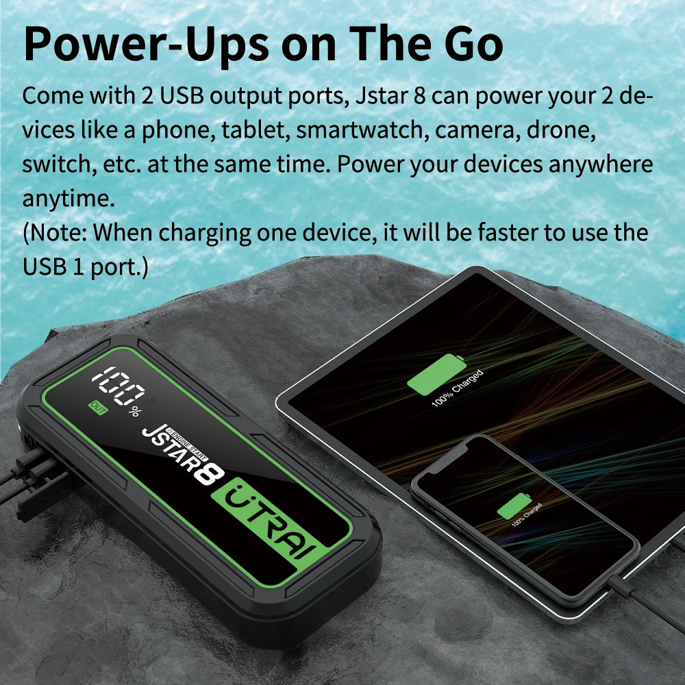 Utrai Car Booster Portable Jump Starter Power Bank 3000A Peak Current LED Light Jumpstart Starting Device Wholesale Factory