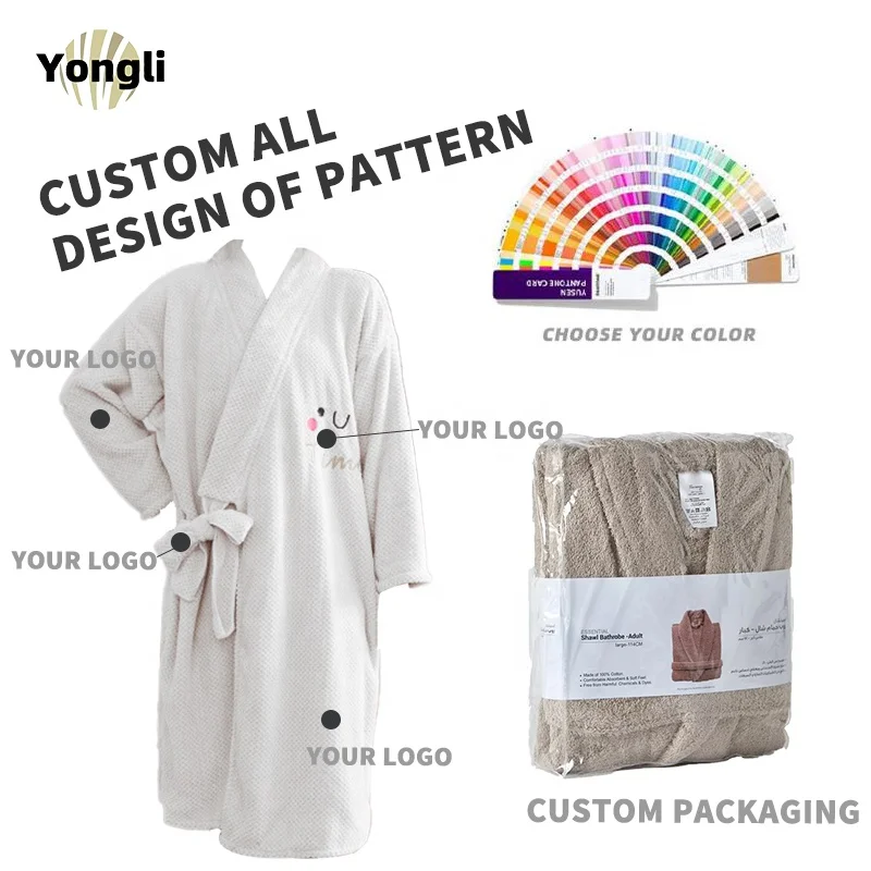 Factory Custom Color pattern white hotel bath robe cotton towel unisex Sauna Spa Cartoon Bathrobe