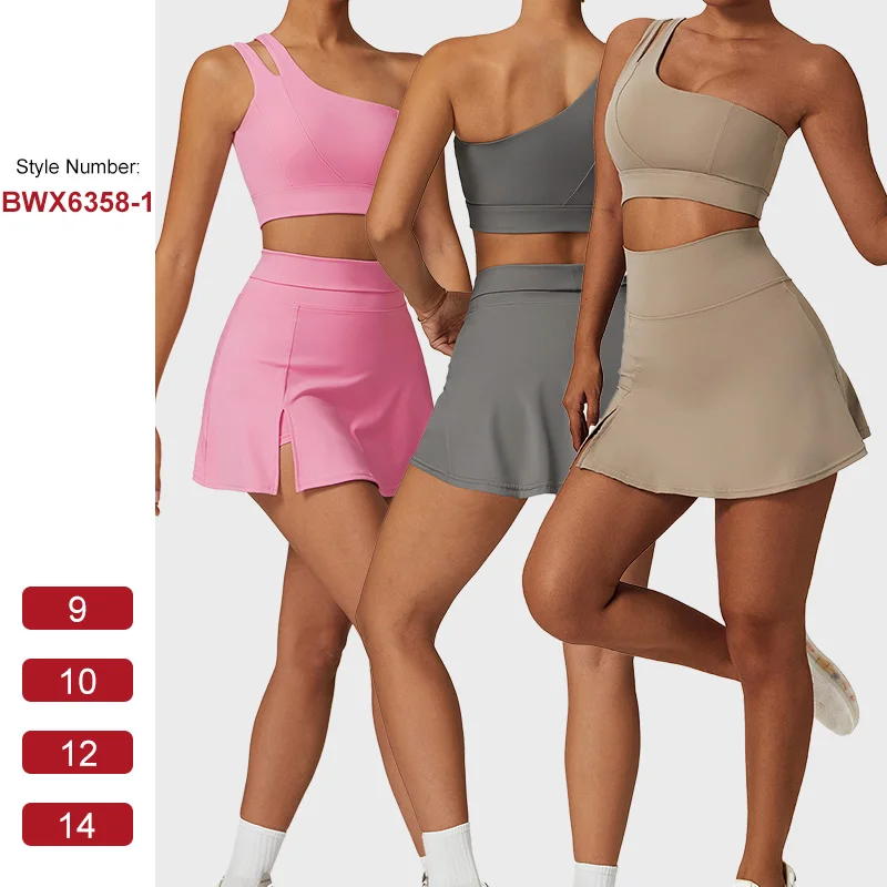 BWX6358-1 Women Sexy One Shoulder Bra Beauty Back Quick Dry Summer Sports Yoga Bra Padded Workout Tops Activewear