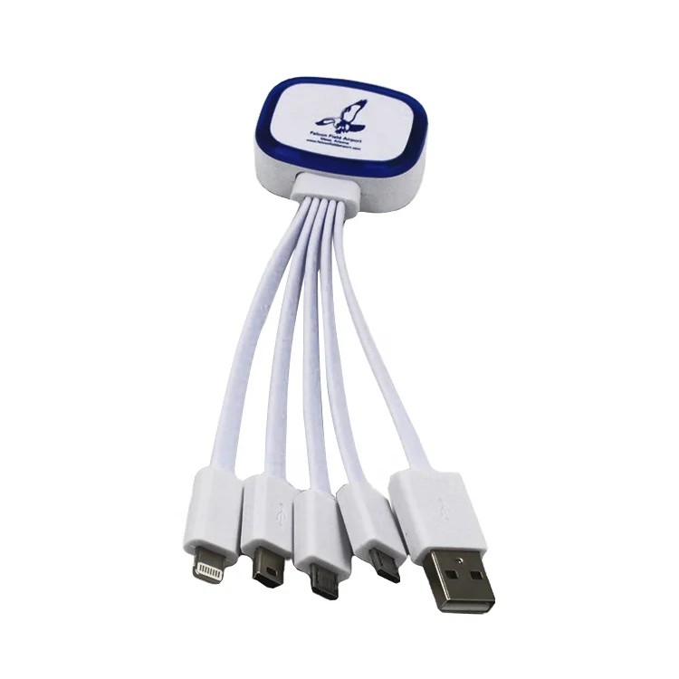 Portable multi usb cable Micro USB Mobile Phone Type C Mini USB 4 in 1 LED Light Charging cables