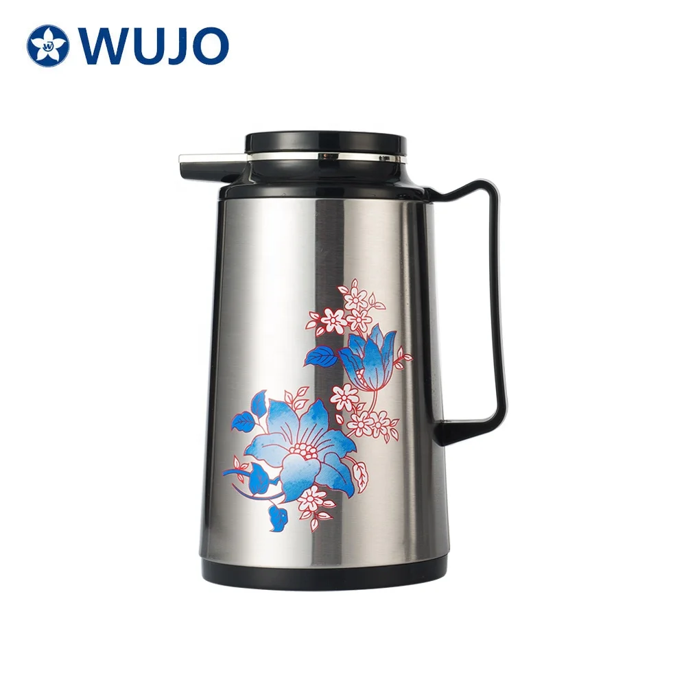 WUJO 24hr Bangladesh India Yemen Hot Water Tea Arab Vacuum Insulated Arabic Thermos / Thermos Flask with Glass Refill